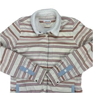 Orvis Shacket Womens Medium Shirt Jacket Fleece Lined Plaid Flannel‎ Snap Button